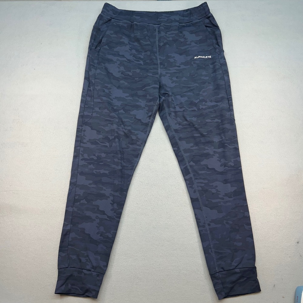 Alphalete Mens Camo Joggers Blue Grey Athletic Tapered Sweatpants XL